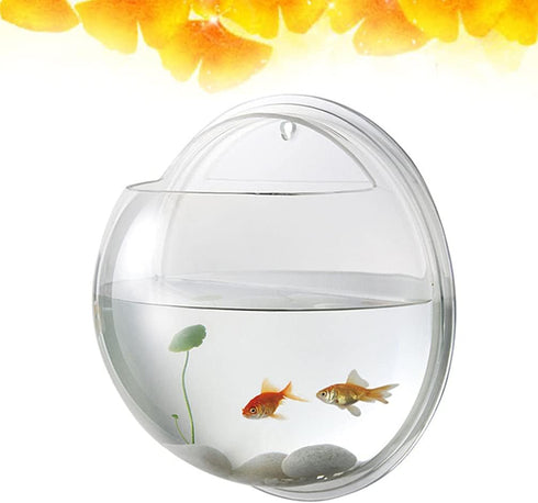 Alipis Fish Tank Hanging Wall Plants - Wall Mounted Acrylic Fish Bowl, Hydroponic Pot for Air Plants, Round Glass Vase