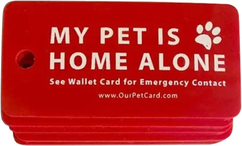 Dog Cat Home Alone Alert Card & Key Tags with Contact Call Cards, Pet Keychain, Home Alone Keychain Card, ID Tags