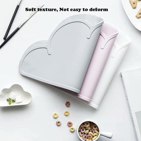 Love Dream Blue Silicone Pet Feeding Mat with Raised Edge, Anti-Slip Waterproof Dog Cat Bowl Tray