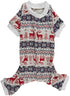 Xmas Grey Reindeer Cotton Pet Dog Christmas Pajamas, Jumpsuit X-Large, 22" Back Length, Girth 26-32"