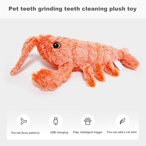 Kqcibz Floppy Lobster Dog Toys Plush Jumping Lobster Interactive Toy Motion Activated Moving Pet Toy, B