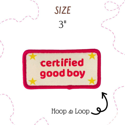 Certified Good Boy Girl Dog Harness Patches | Hoop & Loop Funny Cute Dogs Patch for Removable Vest Collar Tactical Working Moral Training Tracking Service Dog Doggie Pet Embroidery Accessories (Boy)