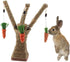 Pet Climbing Tree Toy - Rattan Grass Scratcher Activity Center with Carrot for Cat, Rabbit, Hamster, Small Animals