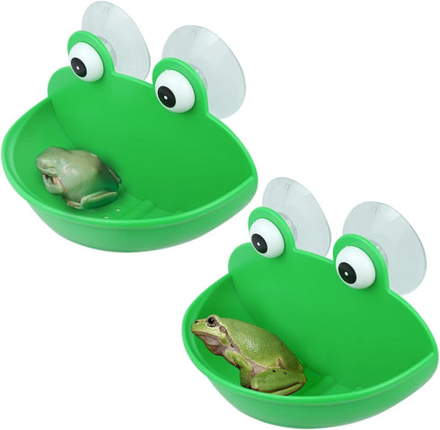 2 Pieces Frog Habitat with Dual Suction Cups, Cute Fish Tank for Small Aquatic Animals
