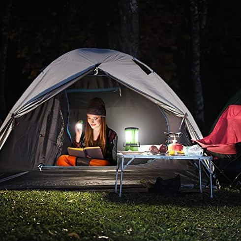 LE LED Camping Lantern Rechargeable, 600LM, Detachable Flashlight, USB Cable & Car Charger Included