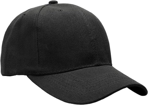 Plain Blank Black Caps with Adjustable Strap (12PCS), Medium Size