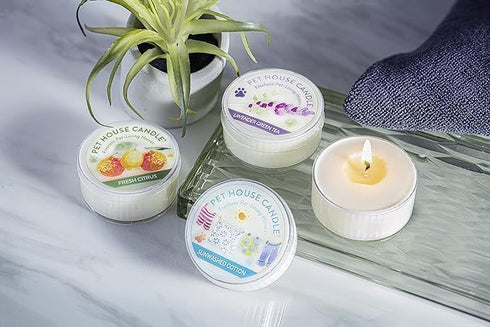 One Fur All Pet House Mini Candles - Natural Soy Wax, Dog and Cat Friendly Scented Candles, Spring Mix Pack of 3