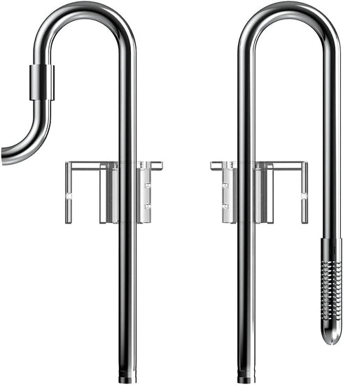 FZONE Mini 10 inch Stainless Steel Filter Pipe for Aquarium Plant Tank, Lily Pipes with Acrylic Pipe Fixer