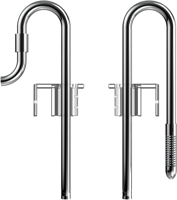 FZONE Mini 10 inch Stainless Steel Filter Pipe for Aquarium Plant Tank, Lily Pipes with Acrylic Pipe Fixer