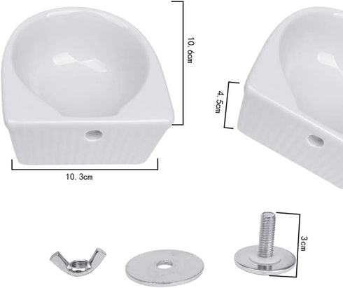 Small Animals Bowl, Detachable Cage Feeder Pet Ceramic Water & Food Feeder, Small Animal Supplies for Rabbit Parrot Squirrels Chinchilla Hamster Ferret (White, M)