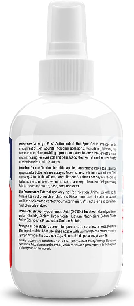 Vetericyn Plus Dog Hot Spot Gel - Spray-On Care for Dogs, Relieves Itchy Skin and Allergy Symptoms, 3 ounces