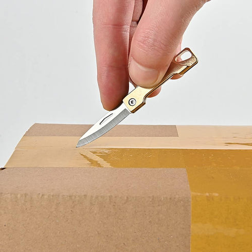 Ultra Small Folding Pocket Brass Knife, High Carbon Alloy Steel Blade, Mini EDC Portable Knife
