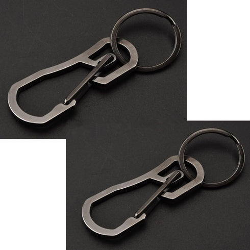 Retractable Carabiner Clip Ring Set, Titanium Keychain Quick Release Hooks for Men and Women