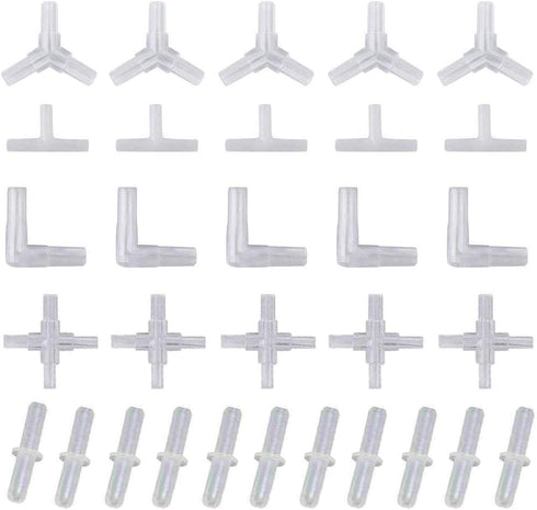 NGe 30 Pieces 4mm/3/16" OD Plastic Aquarium Air Line Tubing Connector Splitter for 4mm/3/16" ID Air Hose
