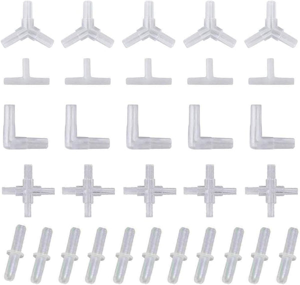 NGe 30 Pieces 4mm/3/16" OD Plastic Aquarium Air Line Tubing Connector Splitter for 4mm/3/16" ID Air Hose