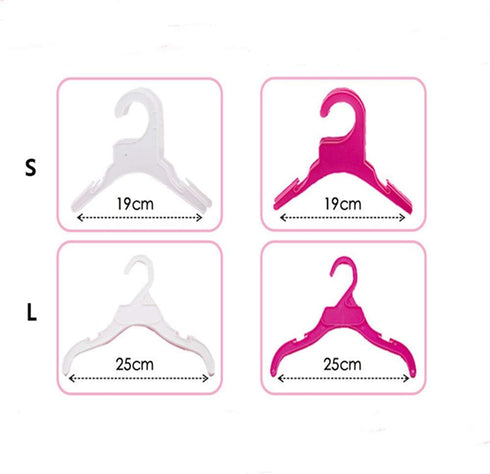 Pet Clothing Hanger, 10PCS Plastic Anti-Skid Rack for Small Animals (Pink, S)
