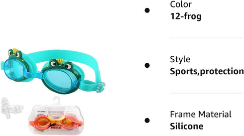 Swimming Goggles for Kids, No Leak Anti Fog UV Swim Goggles for Teens Age 3-12, Extra Ear Plugs SG7