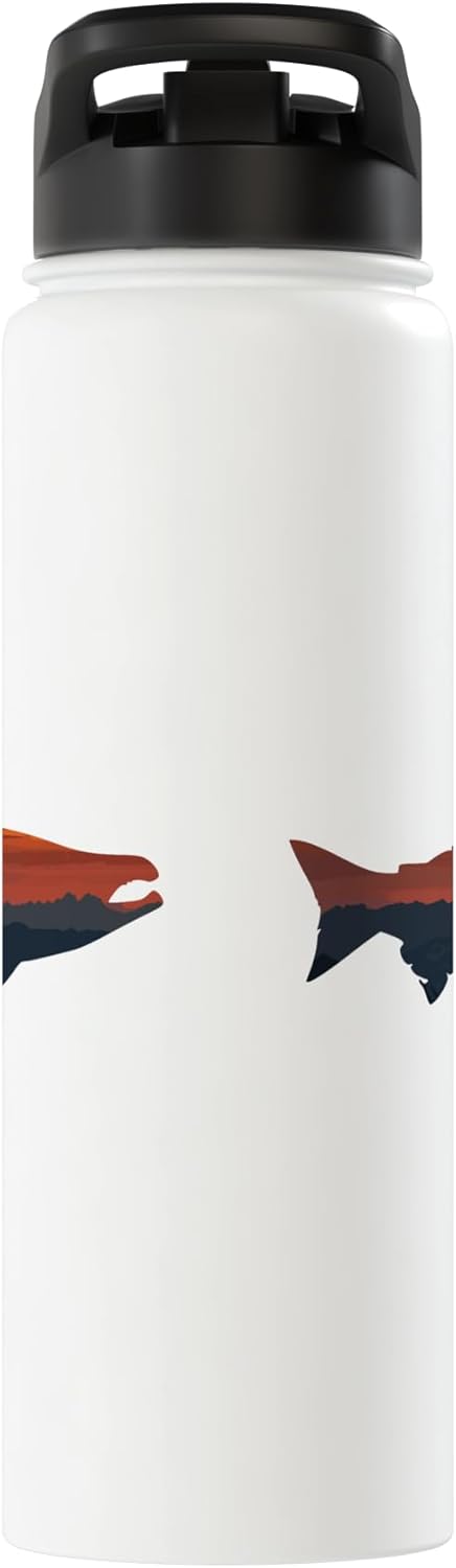 Salmon Fishing Apparel & Gifts Salmon Fishing Nature Outdoor Hiking Camping Fisherman Stainless Steel Insulated Water