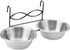 Owlike Stainless Steel Dual Hanging Food Water Bowl Feeder with Hook for Cat Pet Dog Puppy Crate Cage