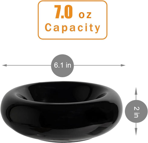 6.1 Inch Cat Bowls, 7 oz Ceramic Cat Food Bowl, Whisker Fatigue Relief Cat Bowl, Anti-Vomiting, Protect Spine, Perfect for Indoor Cats(Black)