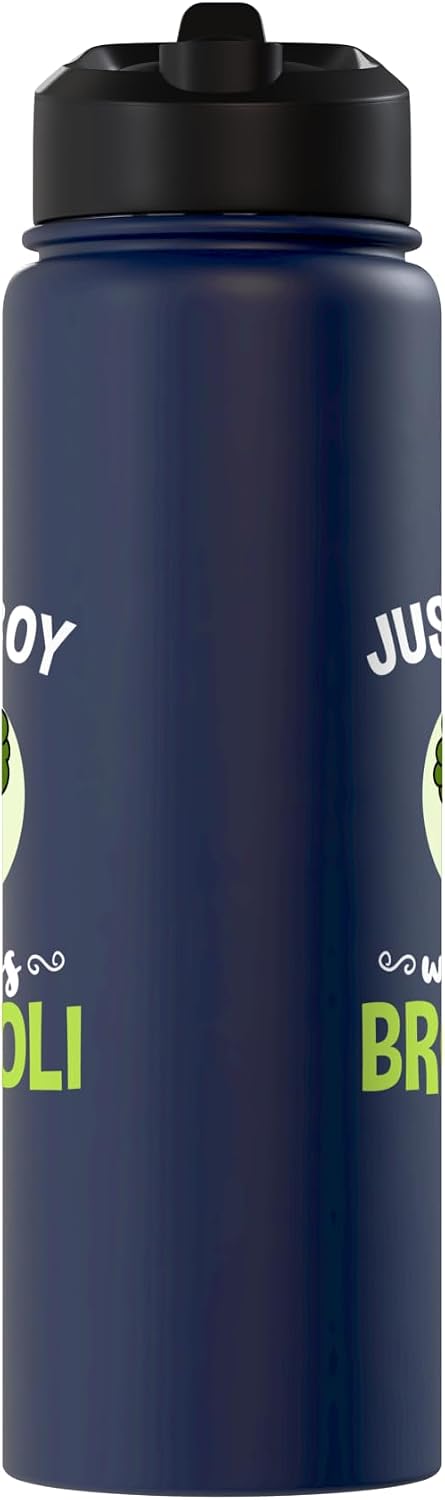 Just A Boy Who Loves Broccoli 16 oz Broccoli Lover's Stainless Steel Insulated Water Bottle - - Green