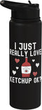 Ketchup Costume Kids I Wonder If Ketchup Loves Me I Just Really Love Ketchup Ok Tshirt Youth Funny ketchup Stainless Steel