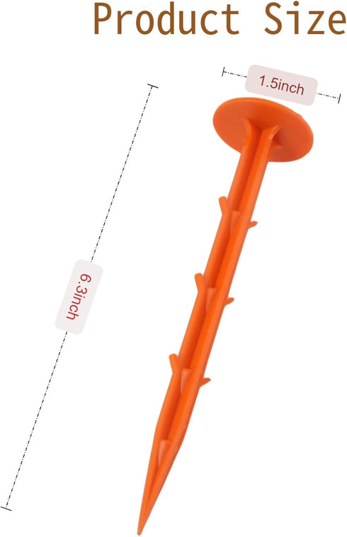 6.3" 20) Property Line Markers - Unbreakable Barbed Stakes for Ground and Survey use (Color Plastic