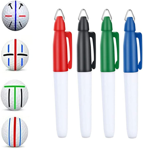 Golf Ball Markers Bullet Tip Permanent Golf Ball Line Drawing Marking Pen Golf Ball Alignment and Identification Tool, 4 Pack