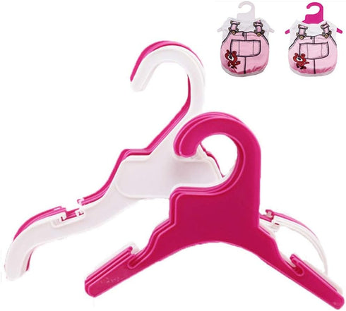 Pet Clothing Hanger, 10PCS Plastic Anti-Skid Rack for Small Animals (Pink, S)