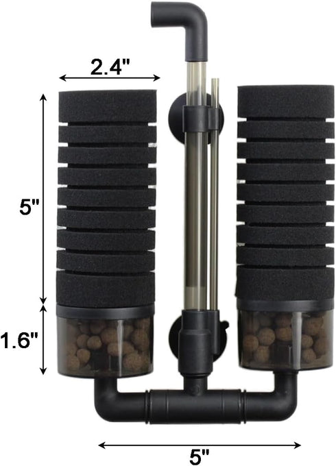 AQUANEAT Sponge Filter, Quiet Aquarium Filter with Ceramic Media Balls,Air Driven Sponge Filter