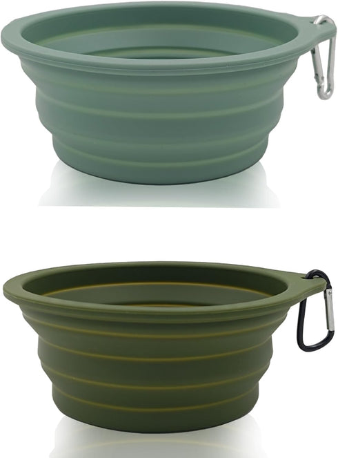 2 Pack Collapsible Dog Travel Bowls, 21oz/600ml, 100% Food Grade Silicone, Portable Pet Dishes, BPA Free