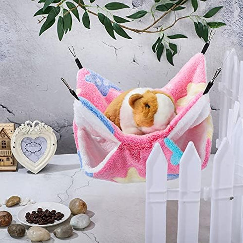 Boao 2 Pcs Guinea Pig Rat Hammock, Hanging Accessories for Small Animals, Blue, Pink, Starfish Pattern