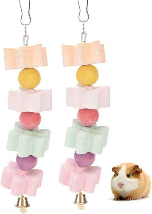 Parrot Beak Trimmer Calcium Stone Chinchilla Grinding Teeth Lava Block Chewing Toys with Bell 2 Pieces