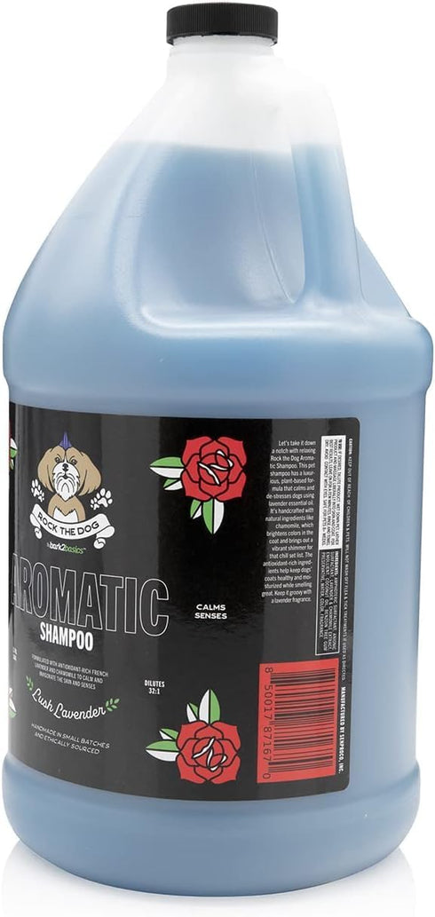 Bark2Basics Rock The Dog Aromatic Pet Shampoo, 1 Gallon - Lavender & Chamomile Infused for Skin & Senses