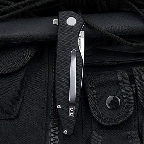 Swiss Eagle Defender Folding Knife, EDC 3.62" Steel Blade, G10 Tactical Handle