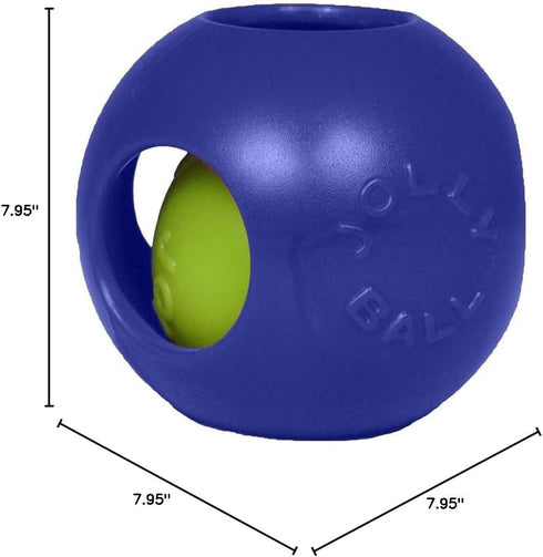 Jolly Pets Teaser Ball Dog Toy - Large 8 Inches, Blue, Model Number: 1508 BL