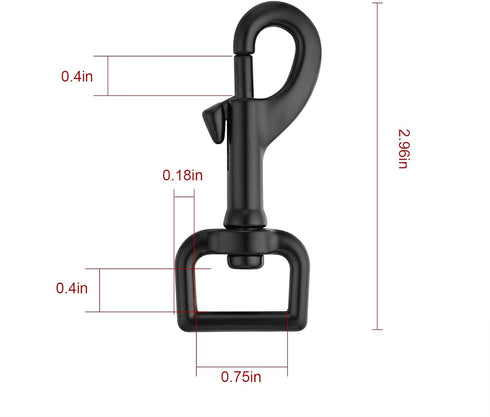 Swivel Eye Bolt Snap Hooks, Black Heavy Duty Dog Leash Clips, Dog Leash Clasp Trigger Snaps 3/4" 4pcs