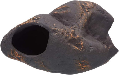 Plecoceramics Cichlid Stone Decoration, Aquarium Cave for Cichlids, Betta, Small Fish - Fish Tank Hideaway Decor (Magma