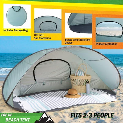 Pop-Up Beach Tents, Instant Shade Canopies with UV Protection, Water and Wind-Resistance for Sun and Camping