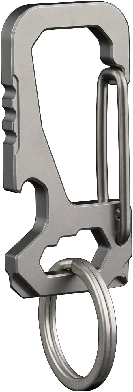 FULLGUEEN Titanium Heavy Duty Keychain Carabiner, Multifunctional EDC Key Clip with Bottle Opener