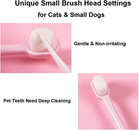 Extra Soft Small Dog Toothbrush Kit, Cat Dental Toothbrush Silicone, 2 Pack Easy to Handle Teeth Cleaning Head