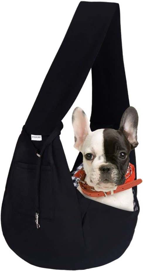 FDJASGY Small Pet Sling Carrier, Hands-Free Reversible Papoose Bag with Pocket Safety Belt for Dogs Cats