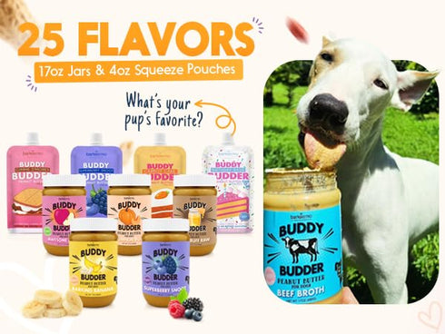 3 Pack, 4oz Packs Bark Bistro Awesome Apple Buddy Budder Peanut Butter for Dogs, Squeeze