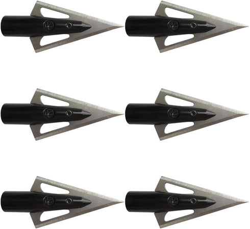 12pcs 135 0.35" 1" 2-Blade, Traditional Wooden Arrow Specific Hunting Broadheads - Grain, Inner Aperture, Cutting