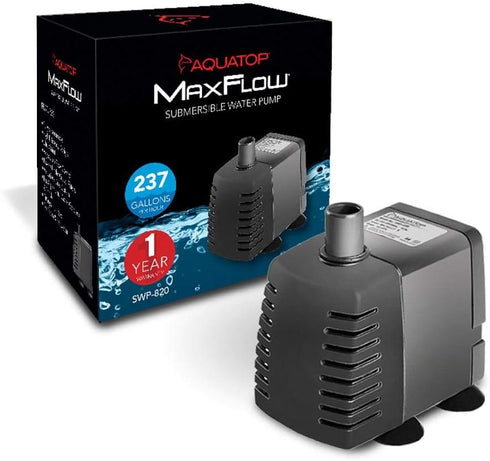 Aquatop MaxFlow Submersible Aquarium Pump 237 GPH Adjustable Flow, for Fish Tanks, sumps and Statuary, SWP-820