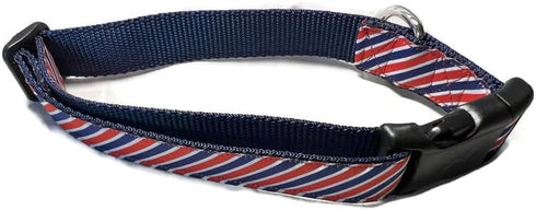 American Dog Collar, Caninedesign, Stars, Red, Blue, 1 inch Wide, Adjustable, Plastic Buckle, Quick Release, Medium and Large (Large 15-22", USA Stripe)