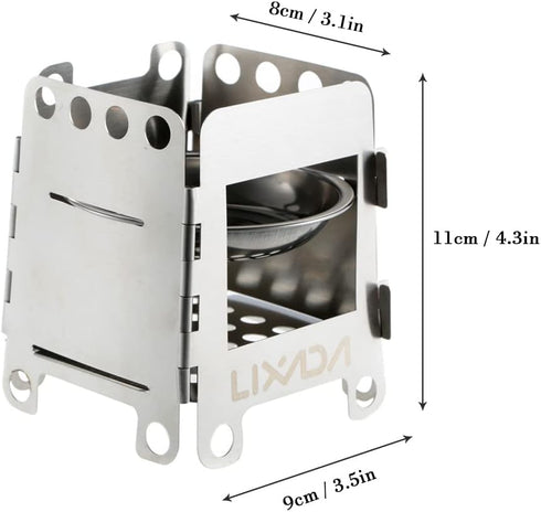Lixada Portable Camping Stove - Wood Burning & Stainless Steel Alcohol Stove for Outdoor Use