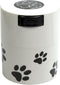 Pawvac 3 Ounce Vacuum Sealed Pet Food Storage Container, White Cap & Body/Black Paws