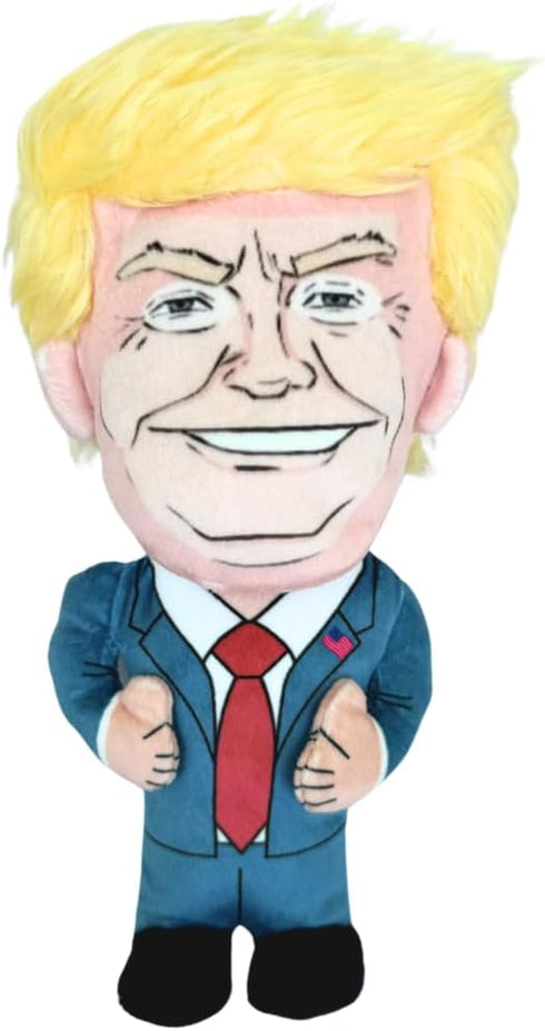 8" Plush Donald Trump Squeak Dog Toy - Hilarious Political Chew Toy for Dogs & Cats, Perfect for Fetching & Cuddling