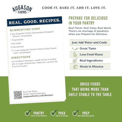 30 30 Augason Farms Freeze-Dried Sweet Corn Emergency Food Supply, Servings, Year Shelf Life, Great for Cooking, Side